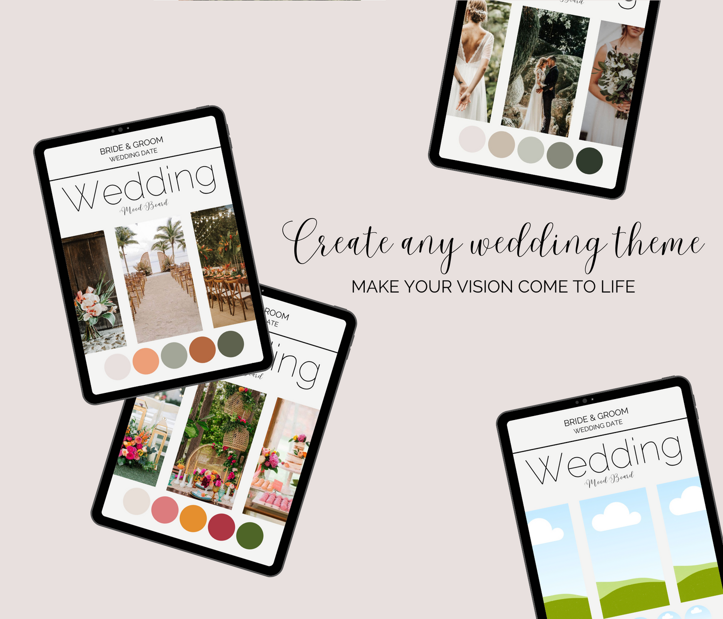 Wedding Mood Board Template For Use In Canva