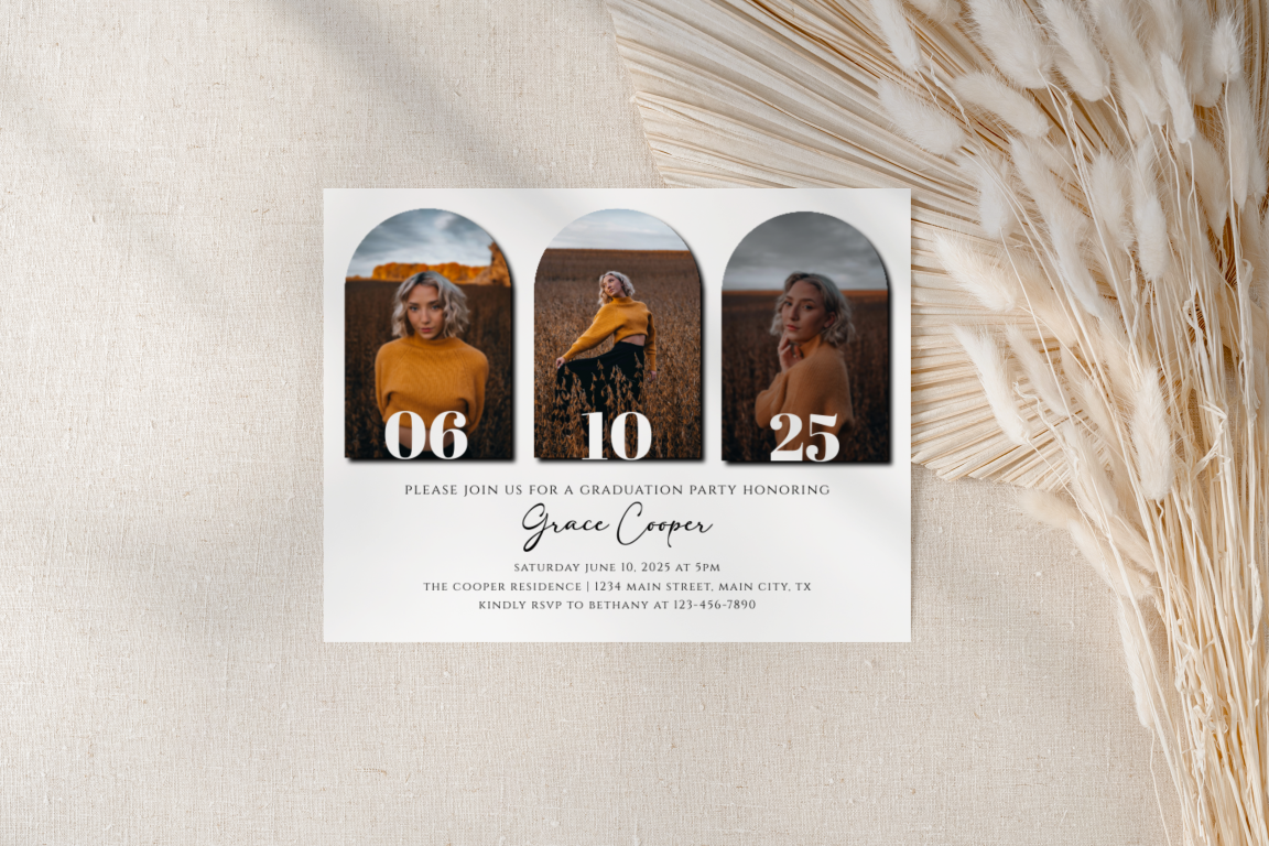 Arched Photo Collage Graduation Party Invitation EWP107