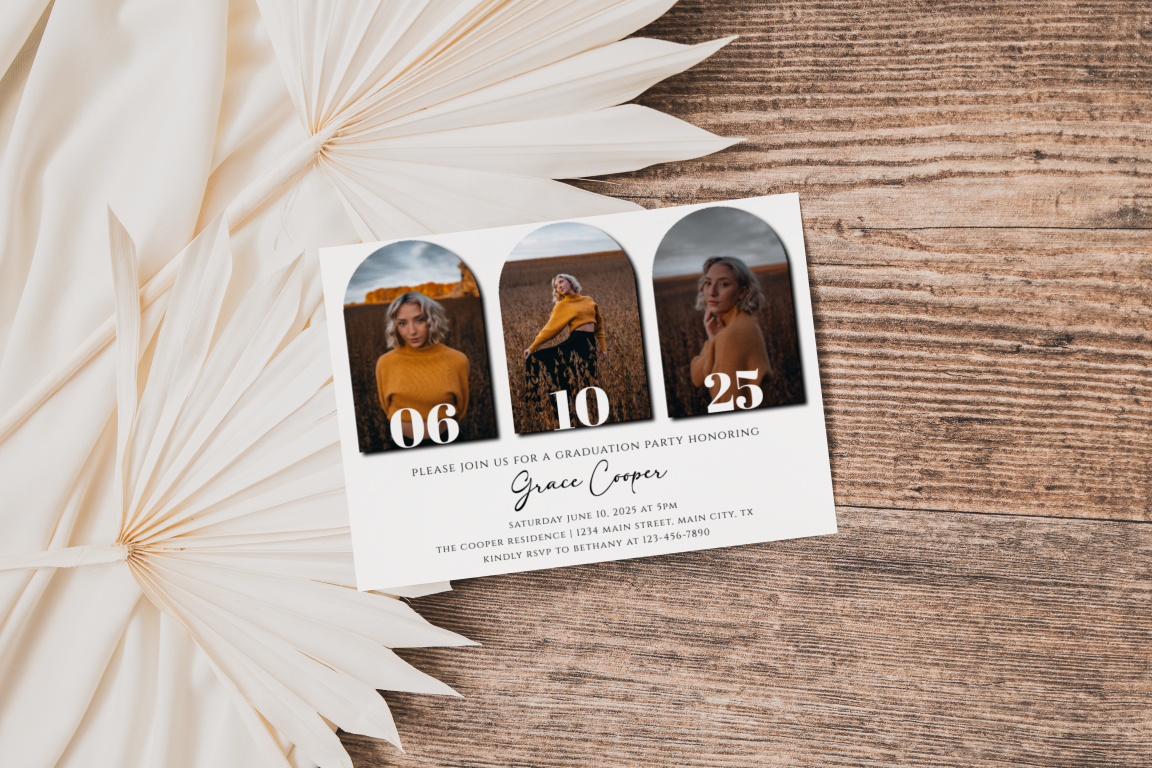 Arched Photo Collage Graduation Party Invitation EWP107