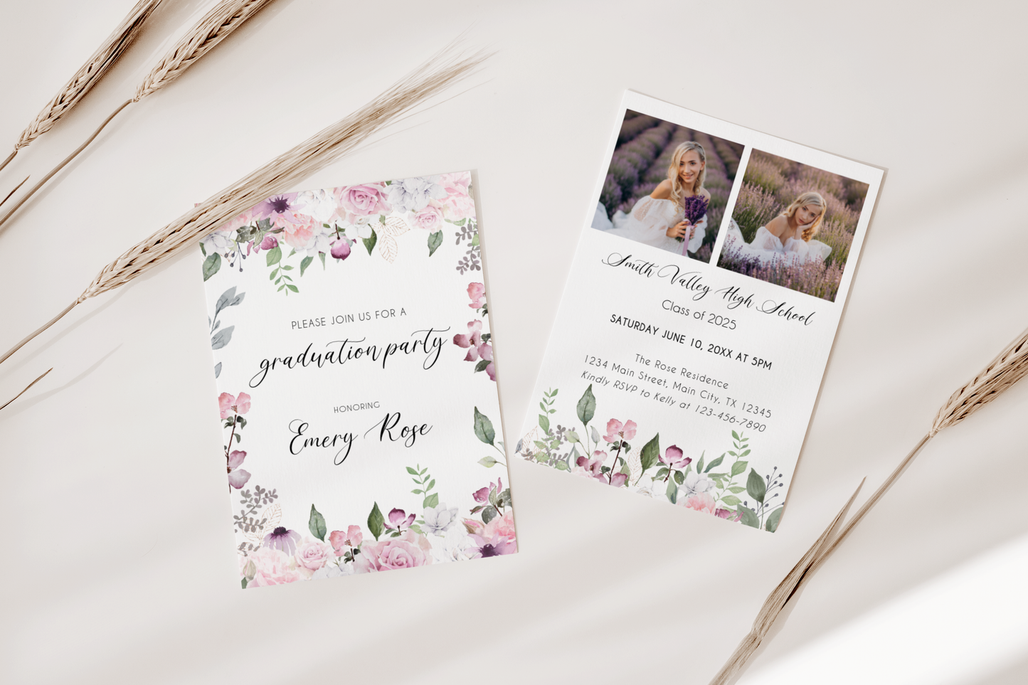 Elegant Floral Graduation Party Invitation EWP109