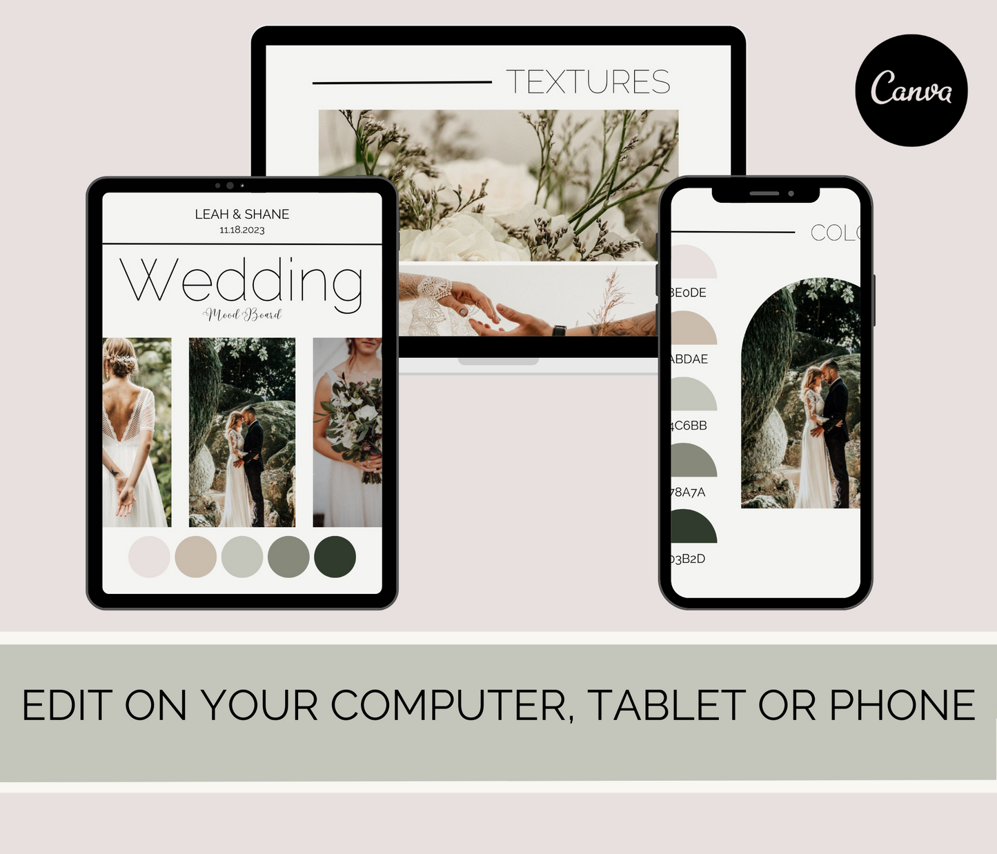Wedding Mood Board Template For Use In Canva