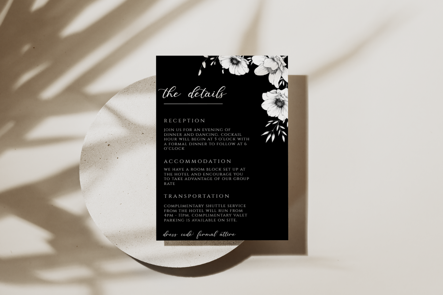 Black Anemone Wedding Invitation Suite