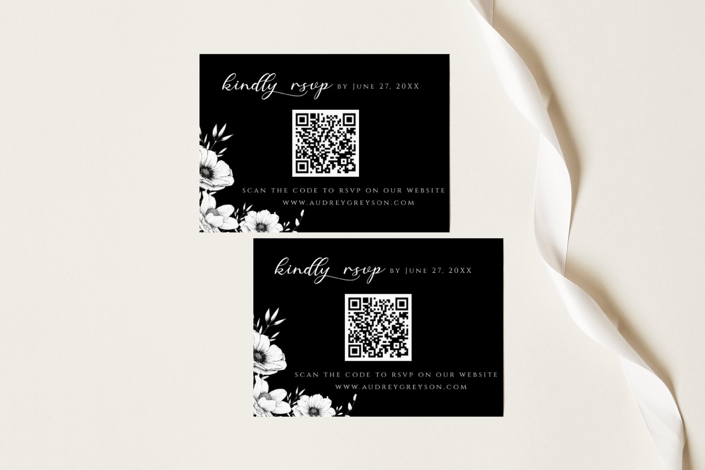 Black Anemone Wedding Invitation Suite