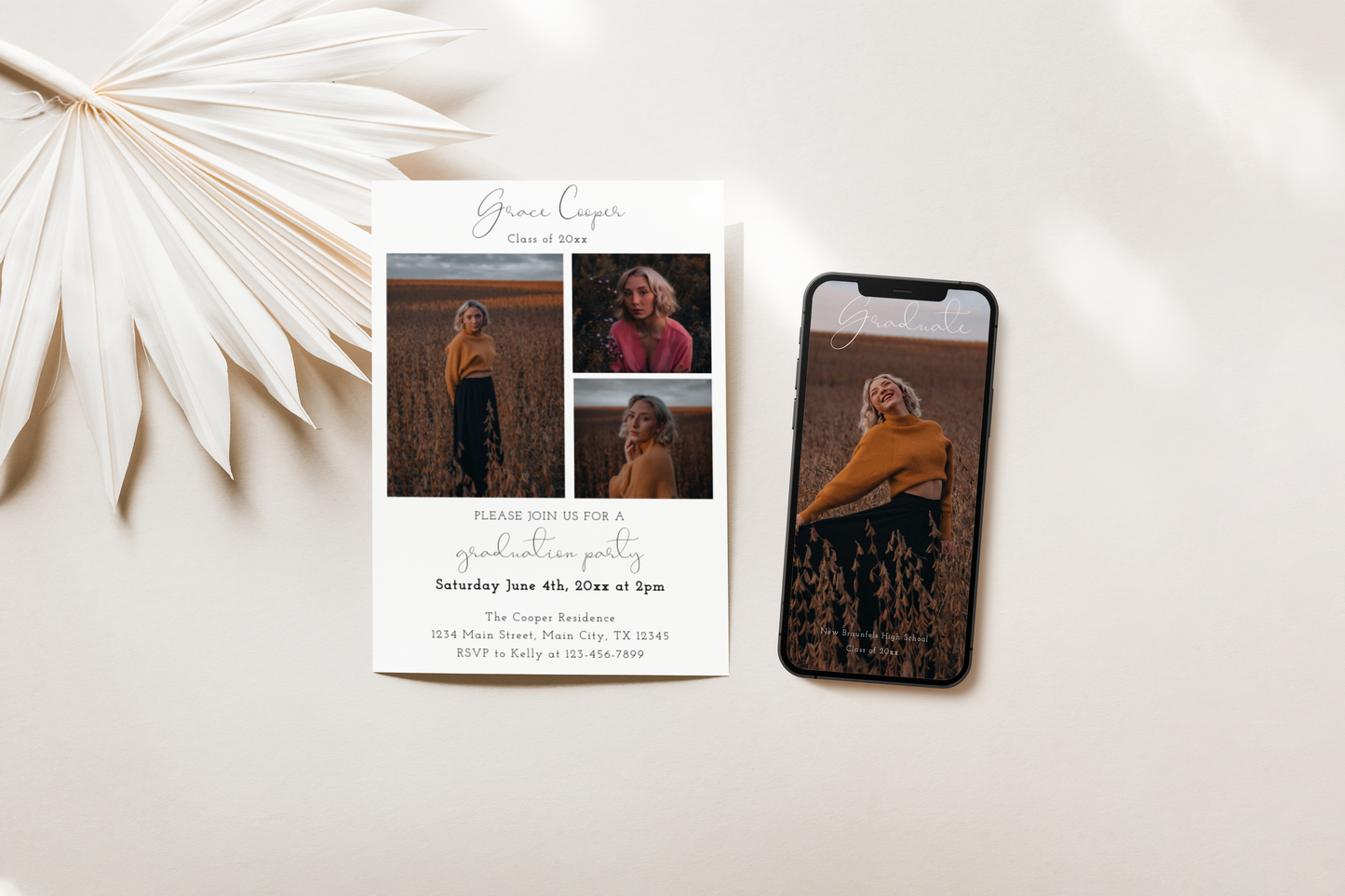 Modern Double Sided Graduation Party Invite EWP103