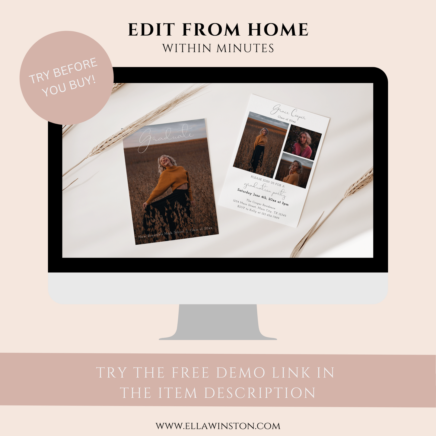 Graduation Announcement Template With Photos EWP111
