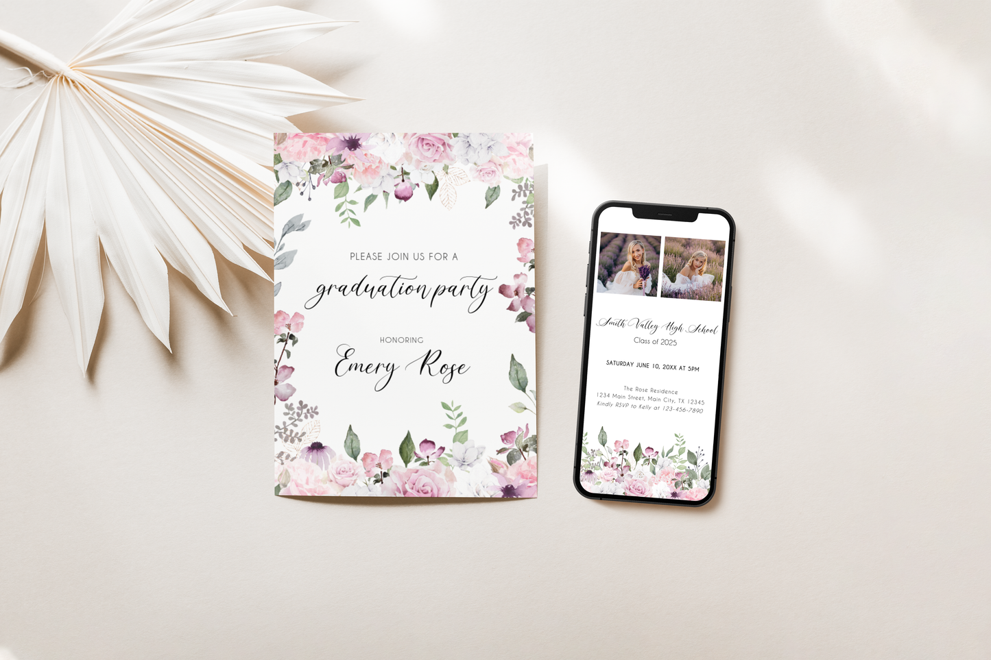 Elegant Floral Graduation Party Invitation EWP109