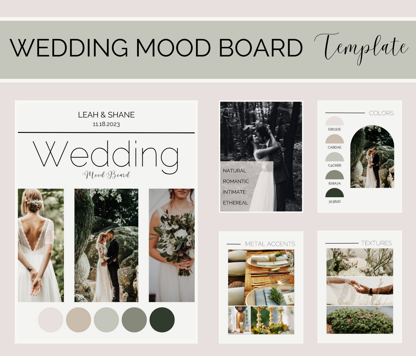 Wedding Mood Board Template For Use In Canva