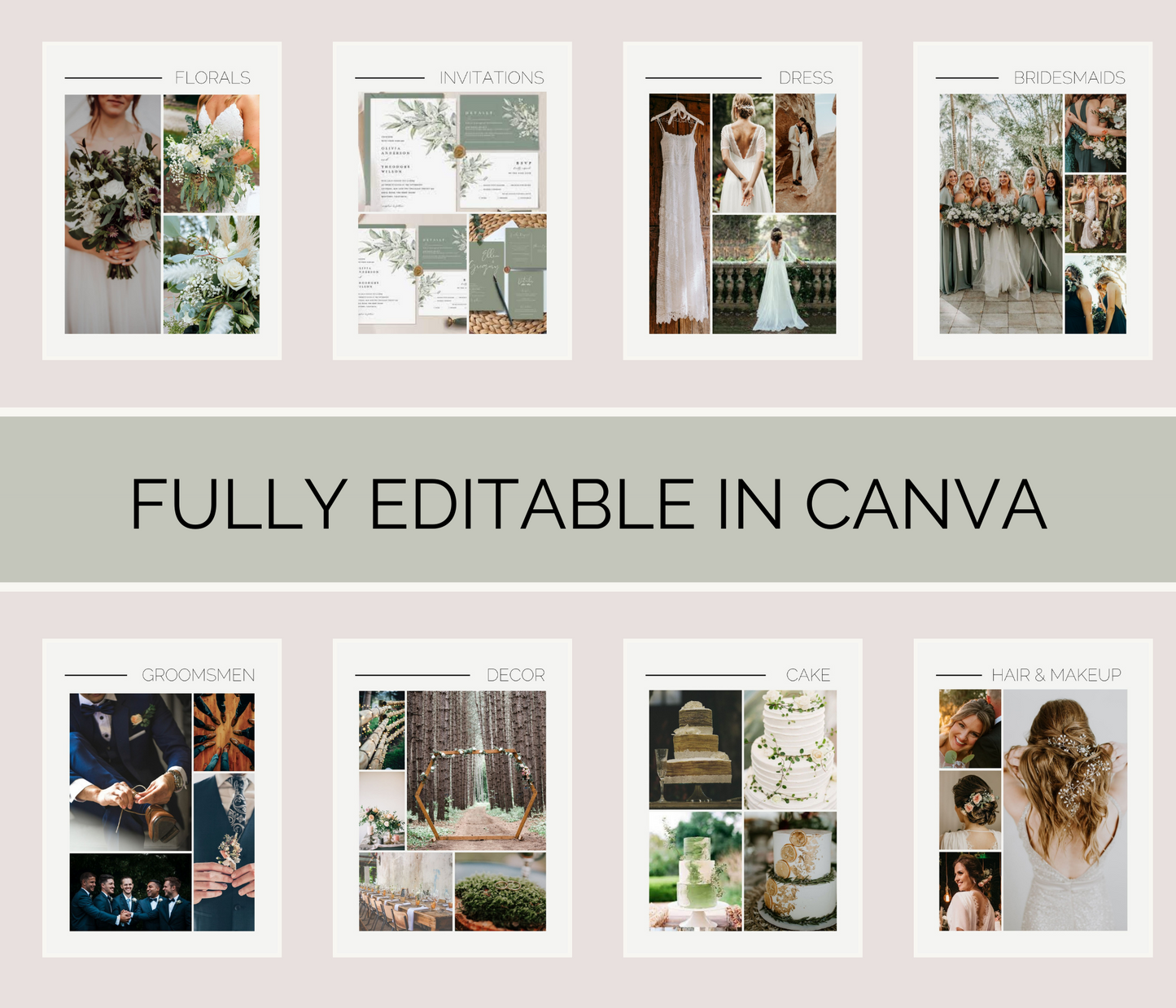 Wedding Mood Board Template For Use In Canva