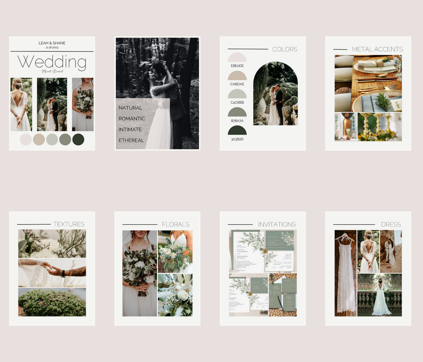 Wedding Mood Board Template For Use In Canva