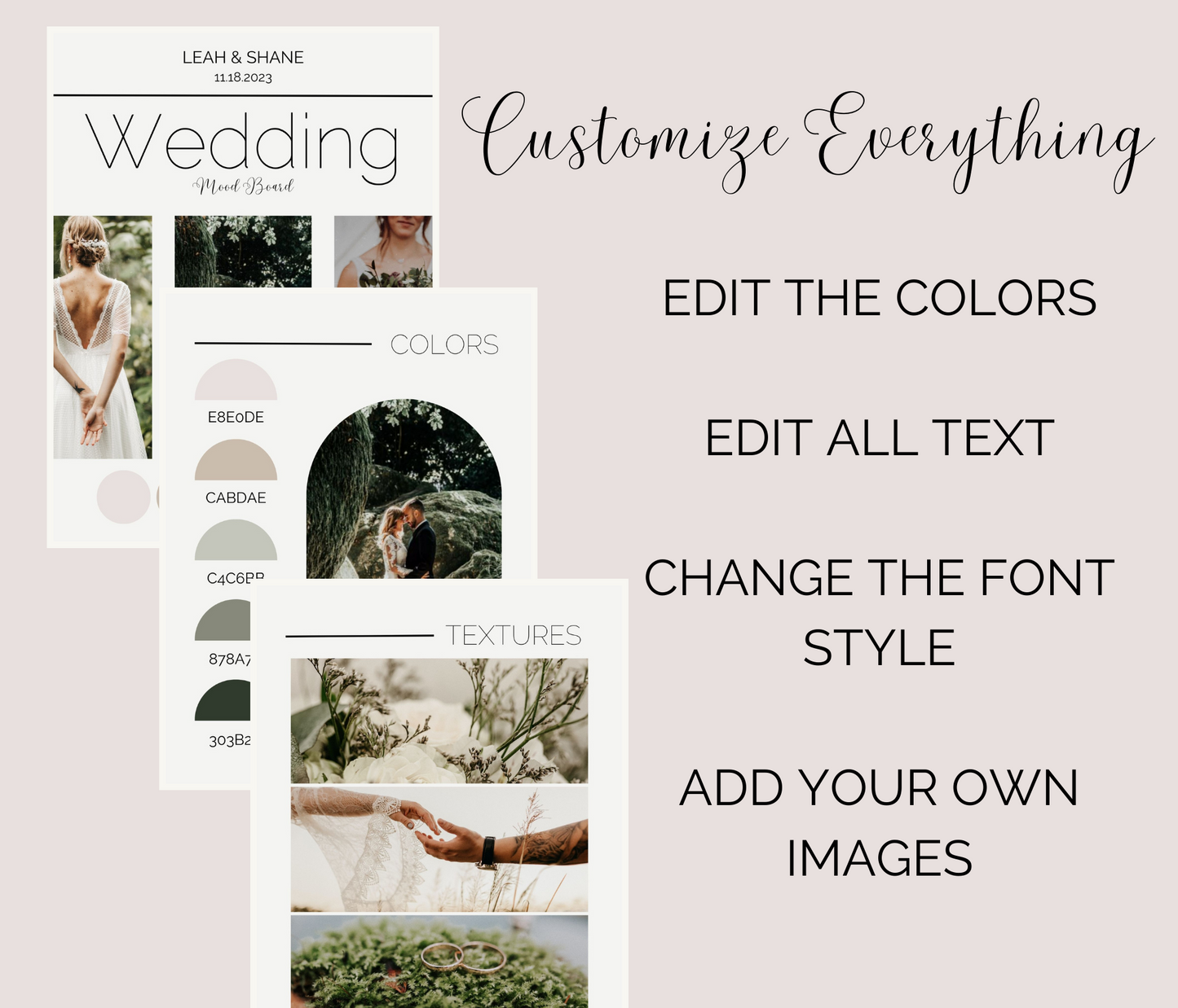 Wedding Mood Board Template For Use In Canva