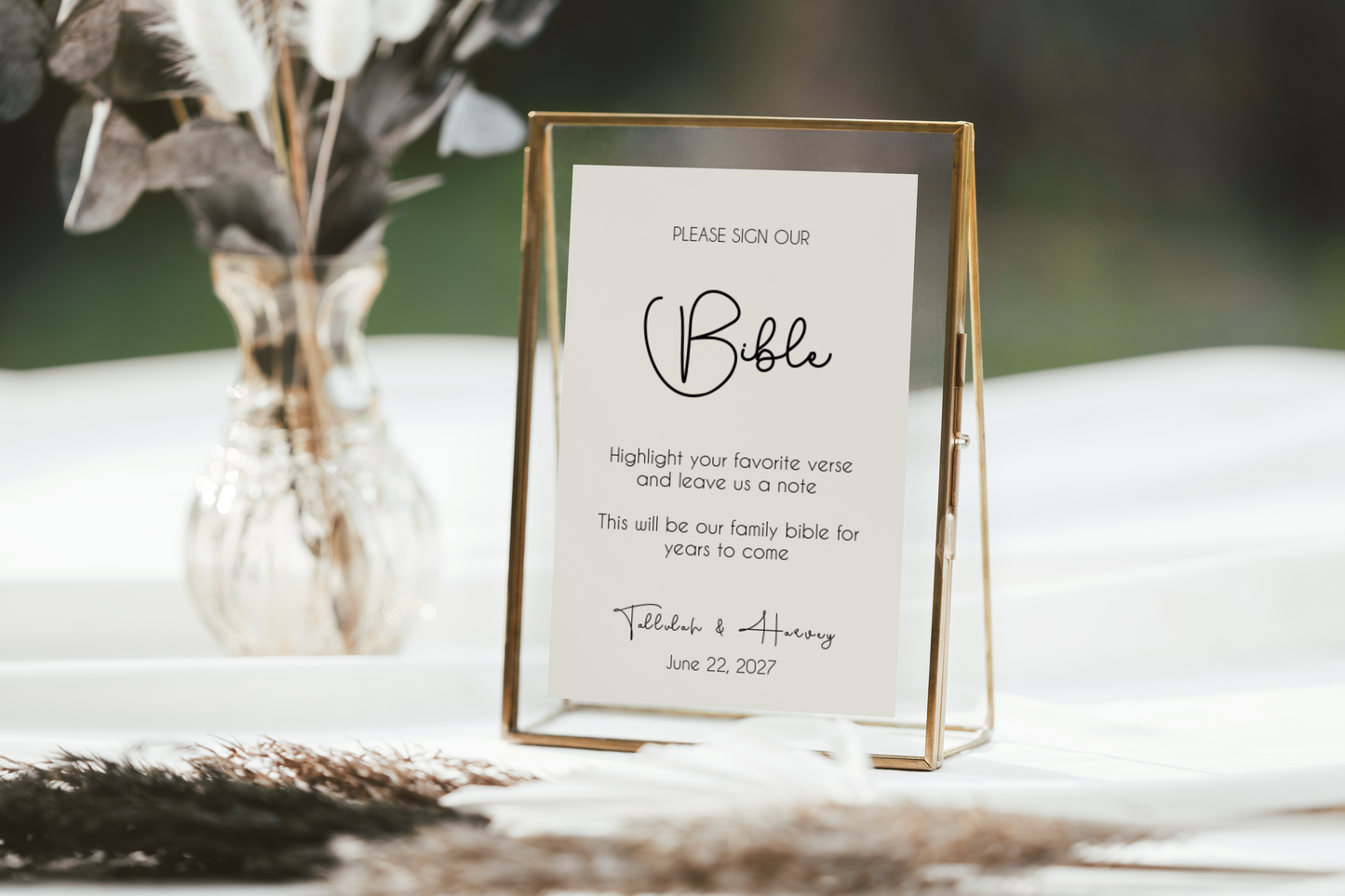 Tallulah Wedding Bible Guest Book Sign Template EWP005
