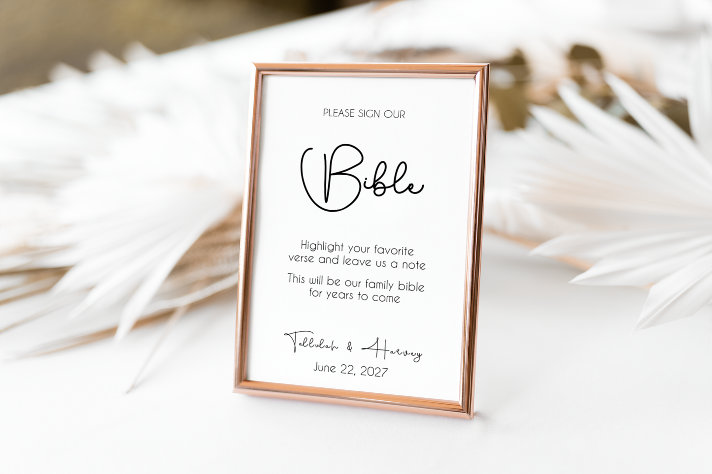 Tallulah Wedding Bible Guest Book Sign Template EWP005