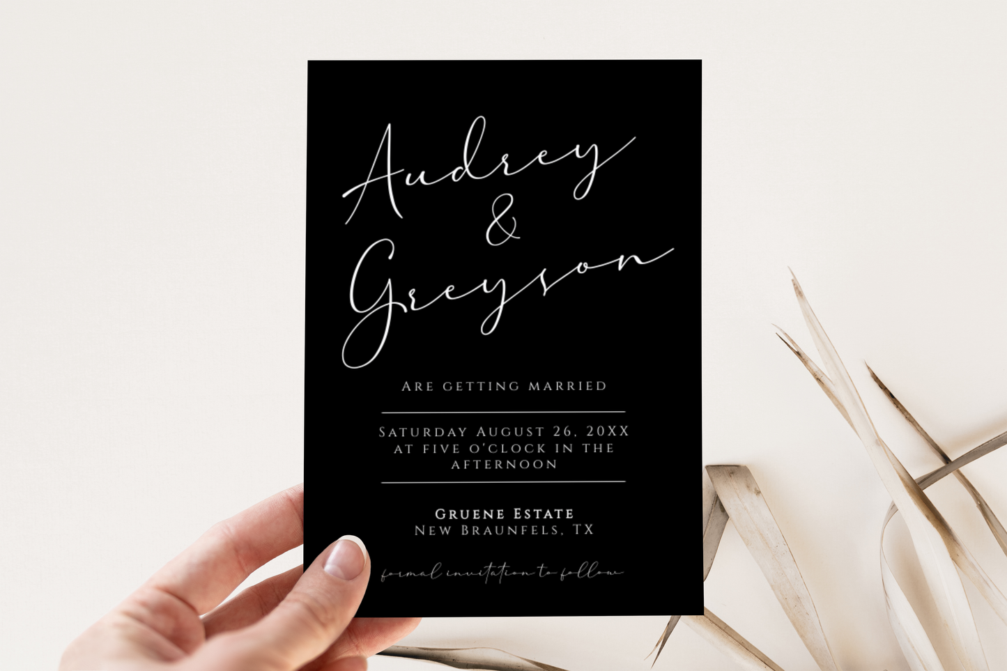 Modern Black Typographic Save our Date Card Template