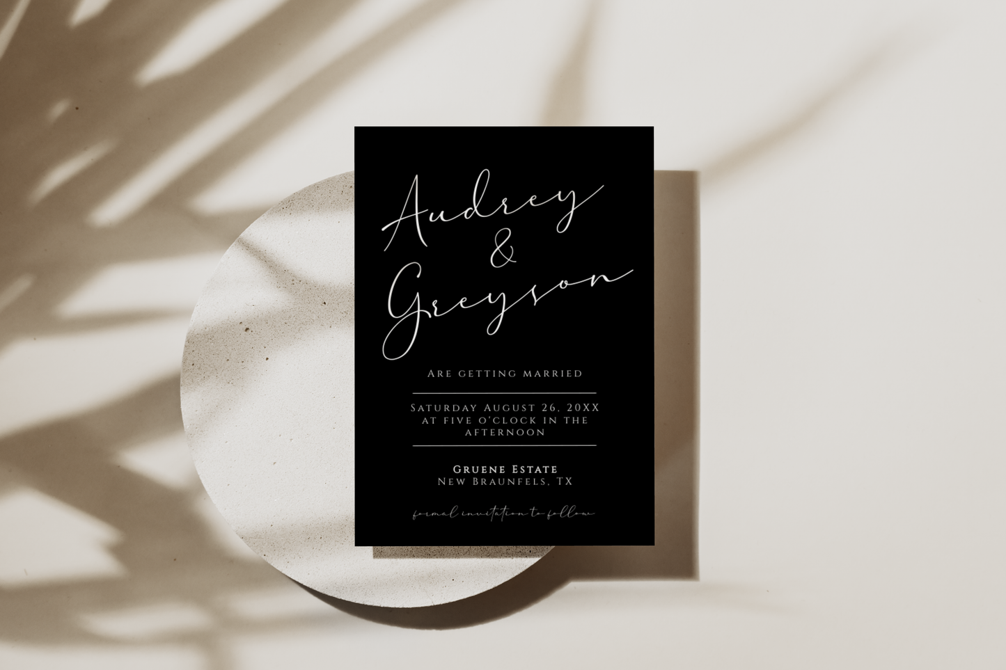 Modern Black Typographic Save our Date Card Template