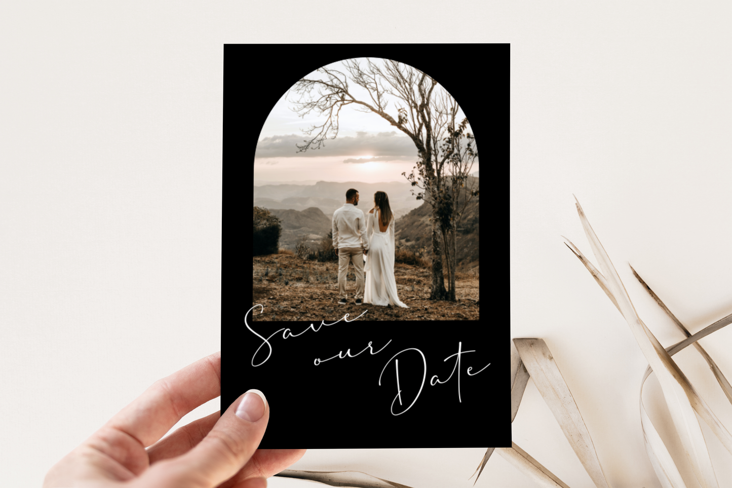 Modern Black Typographic Save our Date Card Template