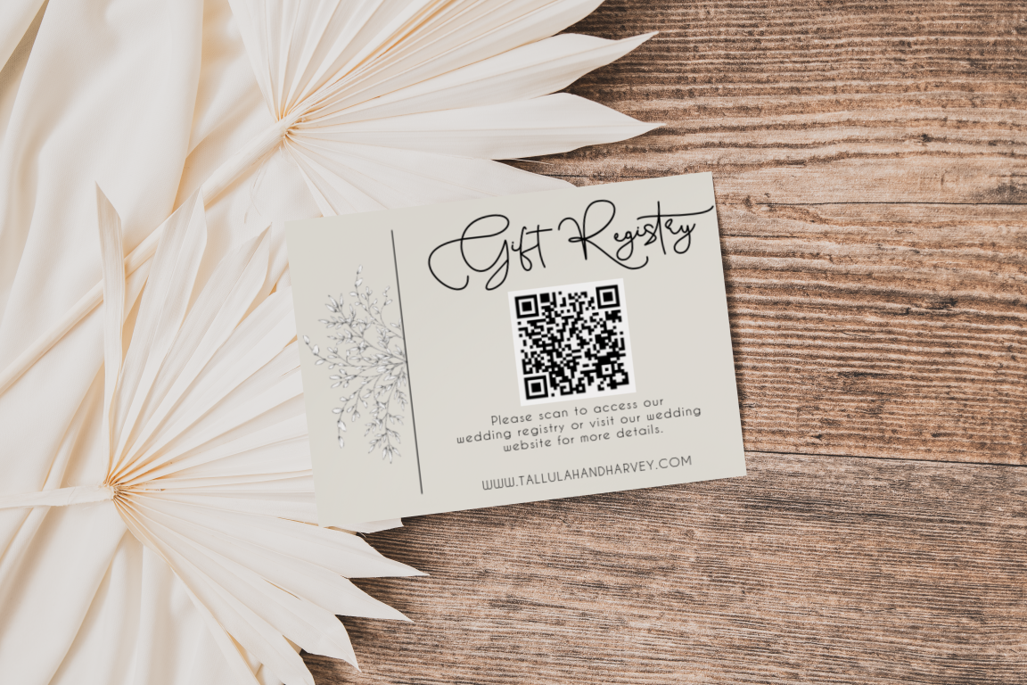 Tallulah Wedding Gift Registry Card Template With QR Code EWP005