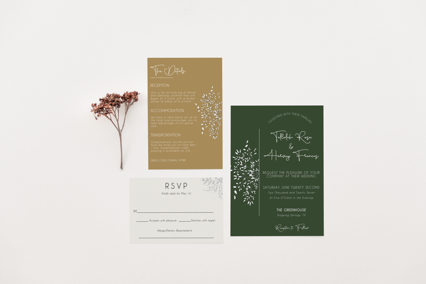 Modern Tallulah Wedding Invitation Suite in Four Colors EWP005
