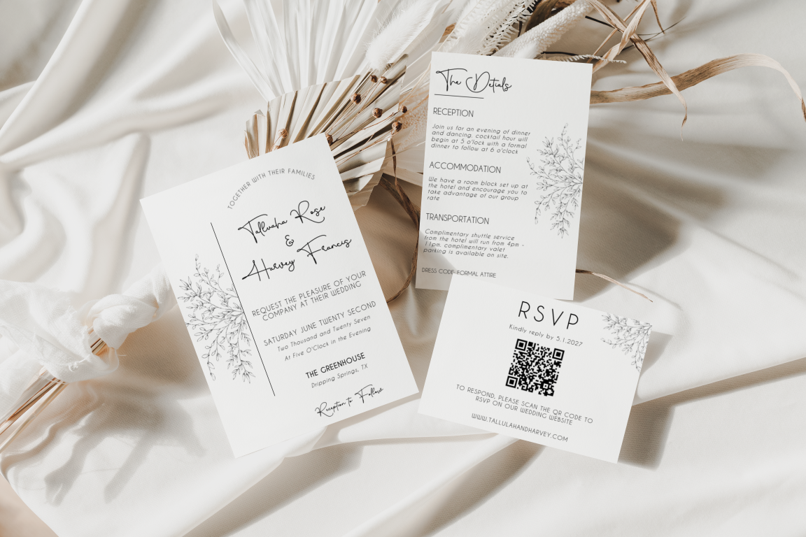 Modern Tallulah Wedding Invitation Suite in Four Colors EWP005