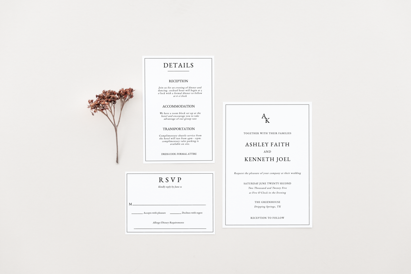Modern Monogram Wedding Invitation Suite