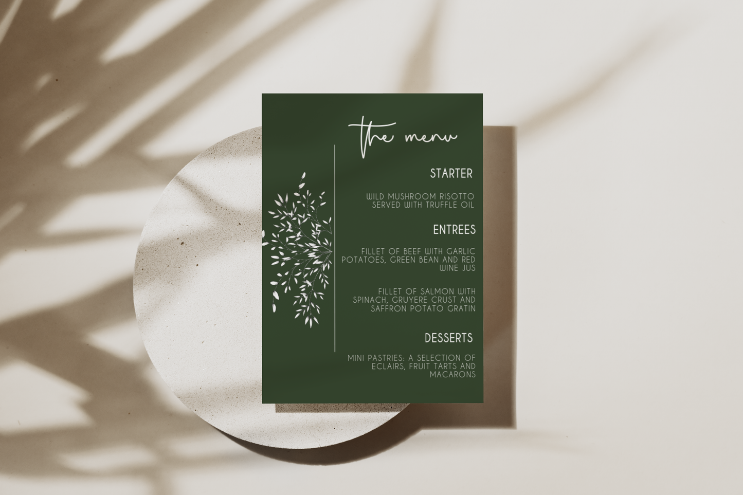 Tallulah Wedding Menu Template EWP005