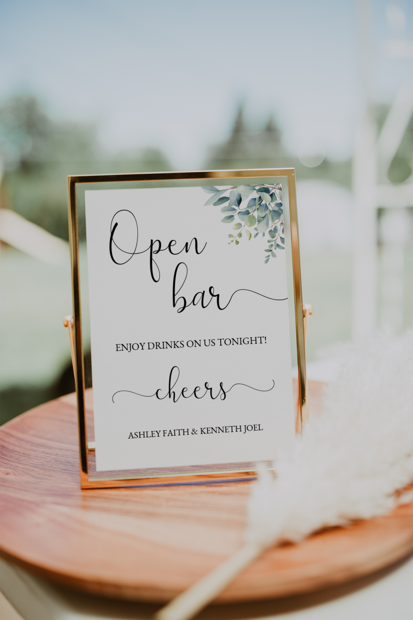 Eucalyptus Open Bar Wedding Sign Template EWP003