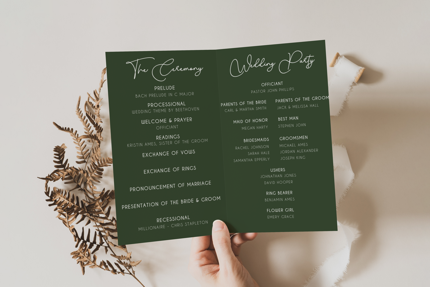 Tallulah Church Wedding Program Template EWP005