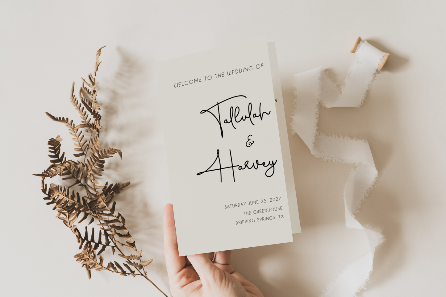 Tallulah Church Wedding Program Template EWP005
