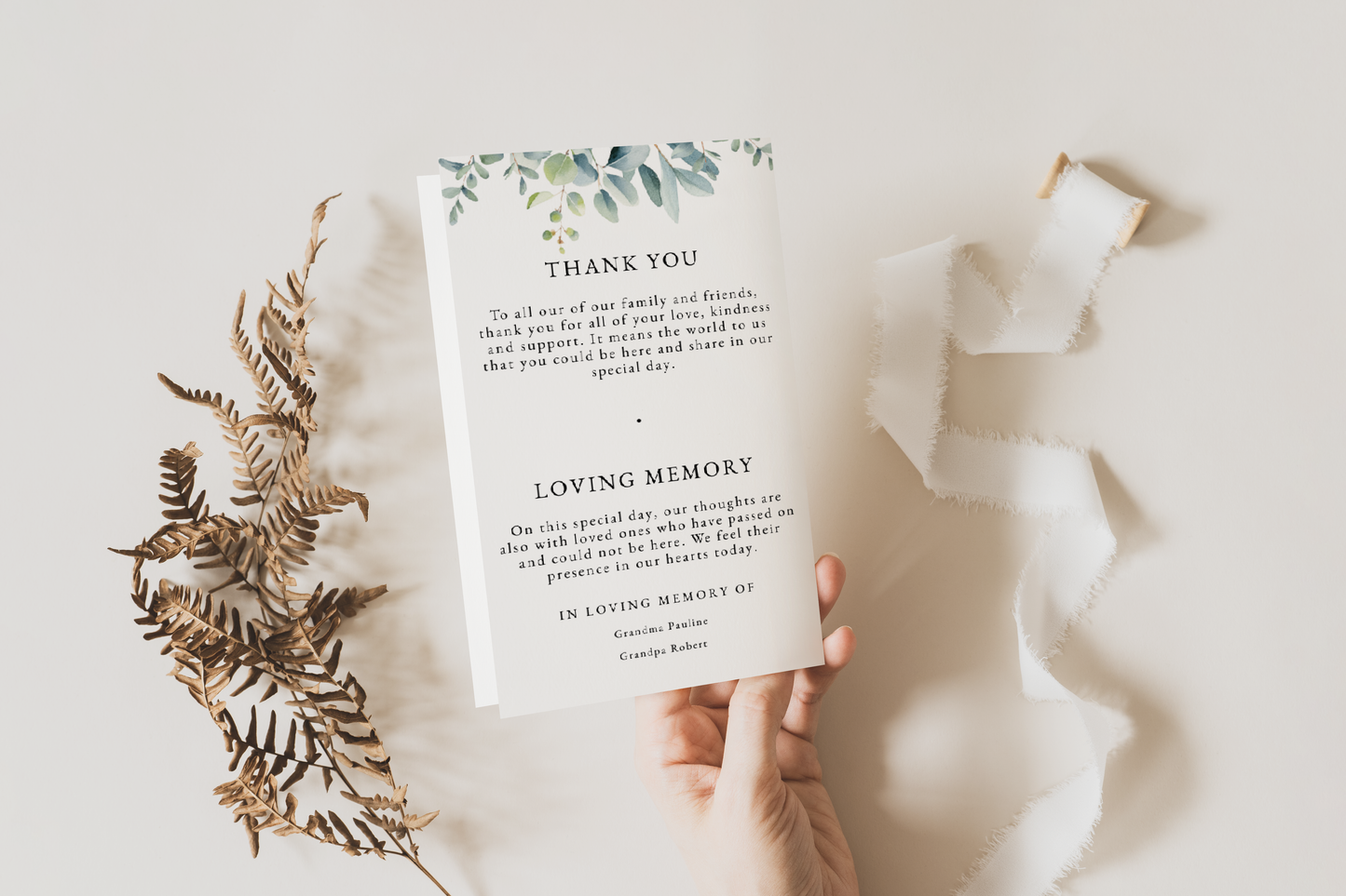 Greenery Eucalyptus Wedding Program Template EWP003