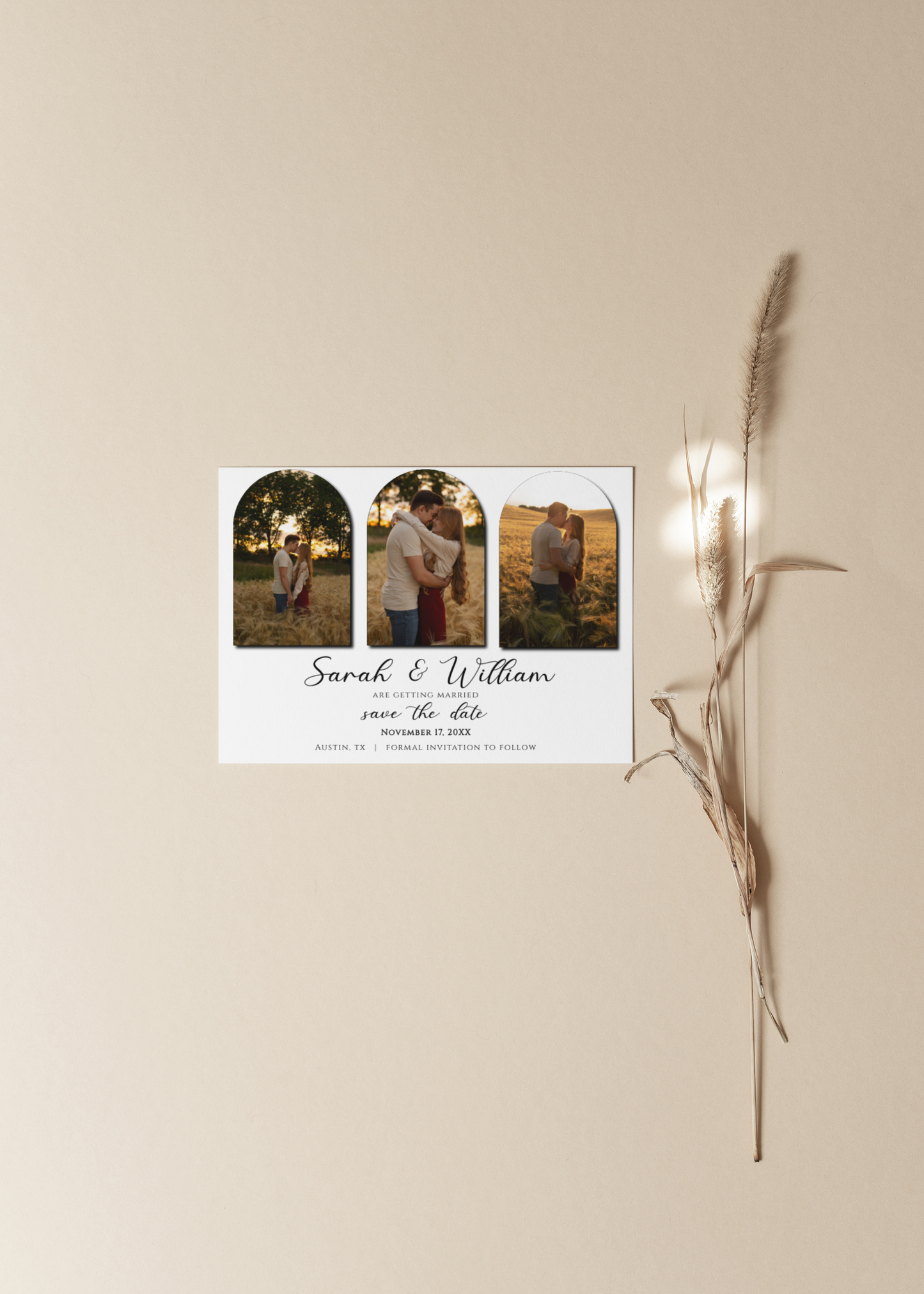 Modern Save the Date Card Template With Arched Photos
