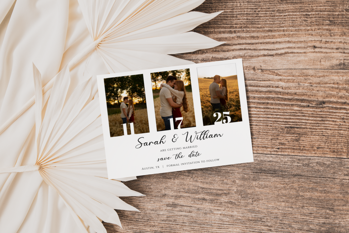 Modern Save the Date Card Template With Photos
