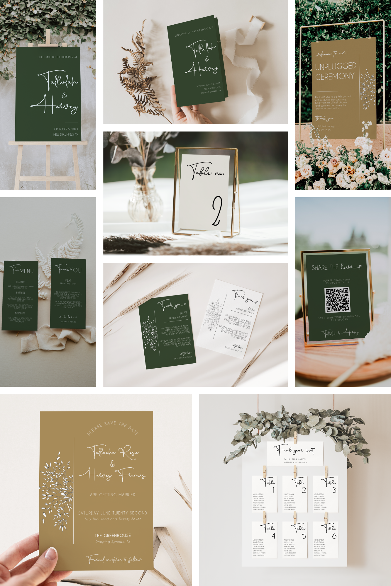 Tallulah Wedding Invitation and Sign Template Bundle EWP005