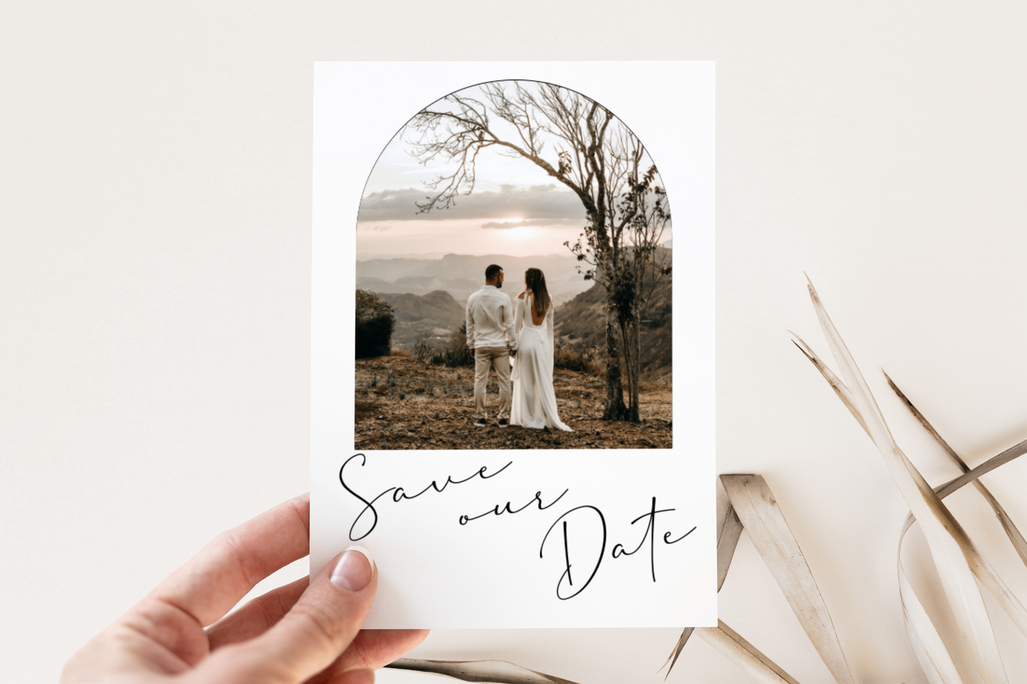 Modern White Typographic Save the Date Card Template