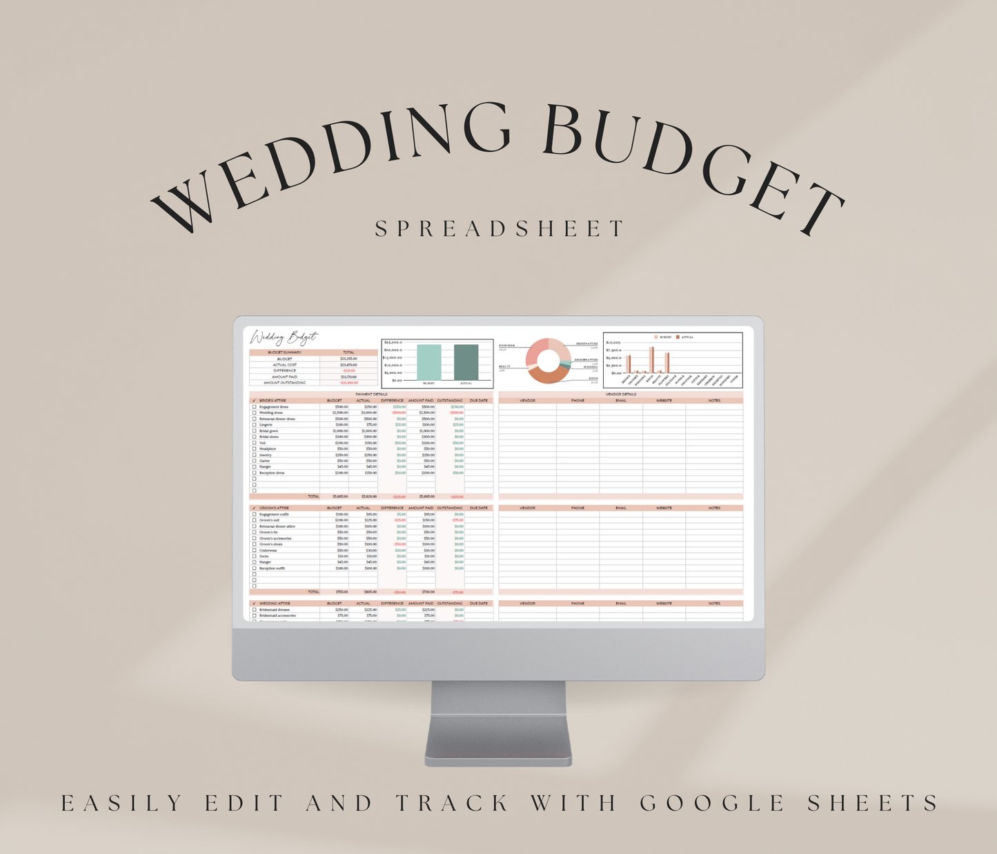 Wedding budget google sheet template 60 photos