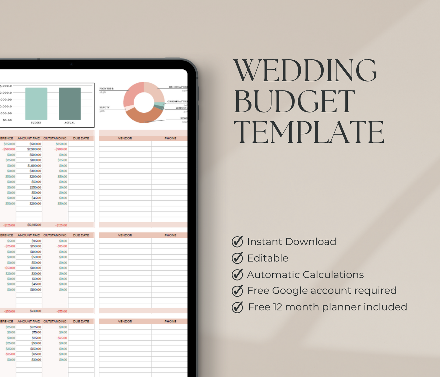 Wedding Budget Spreadsheet Template