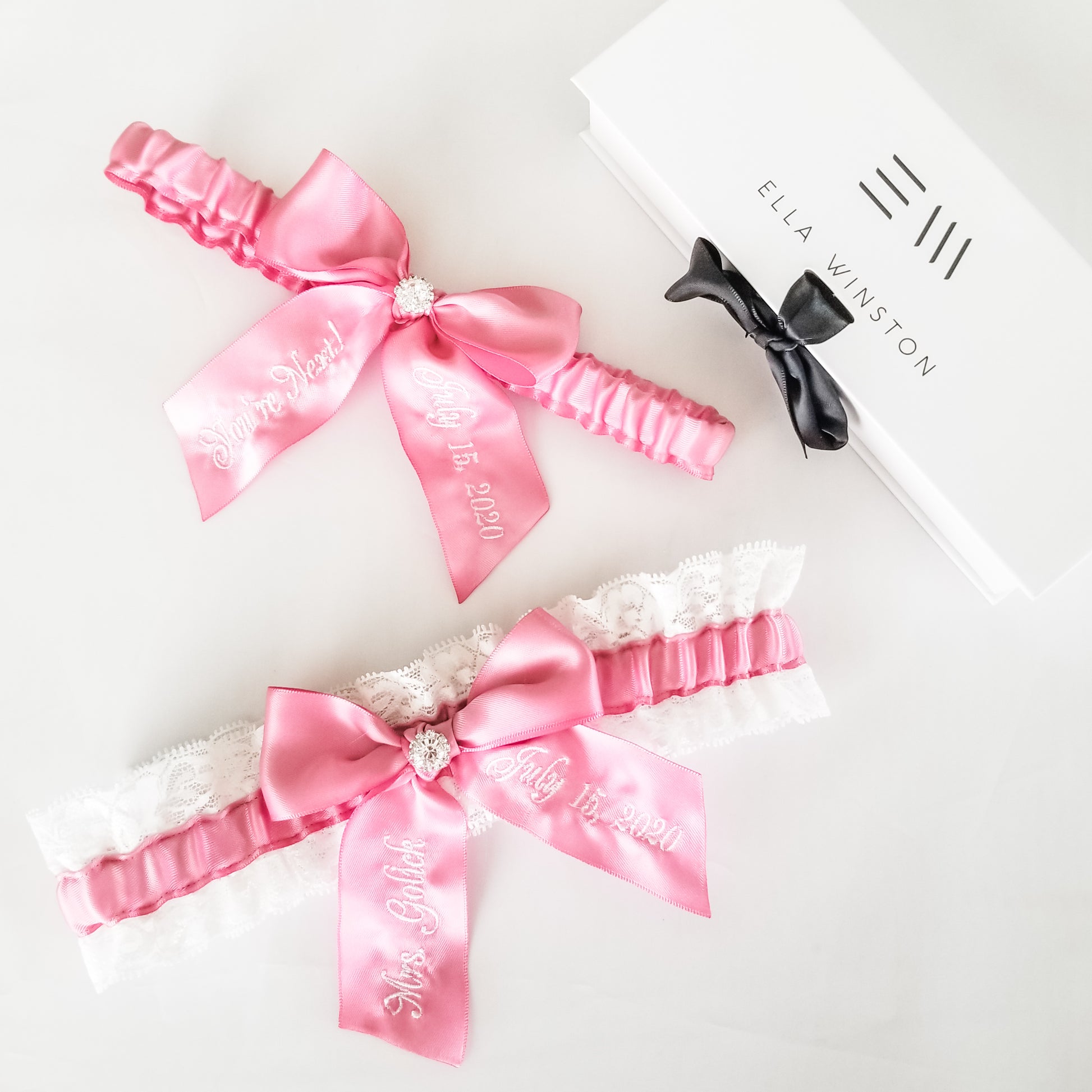 Dusty Rose Bridal Garter Set With Luxury Gift Box