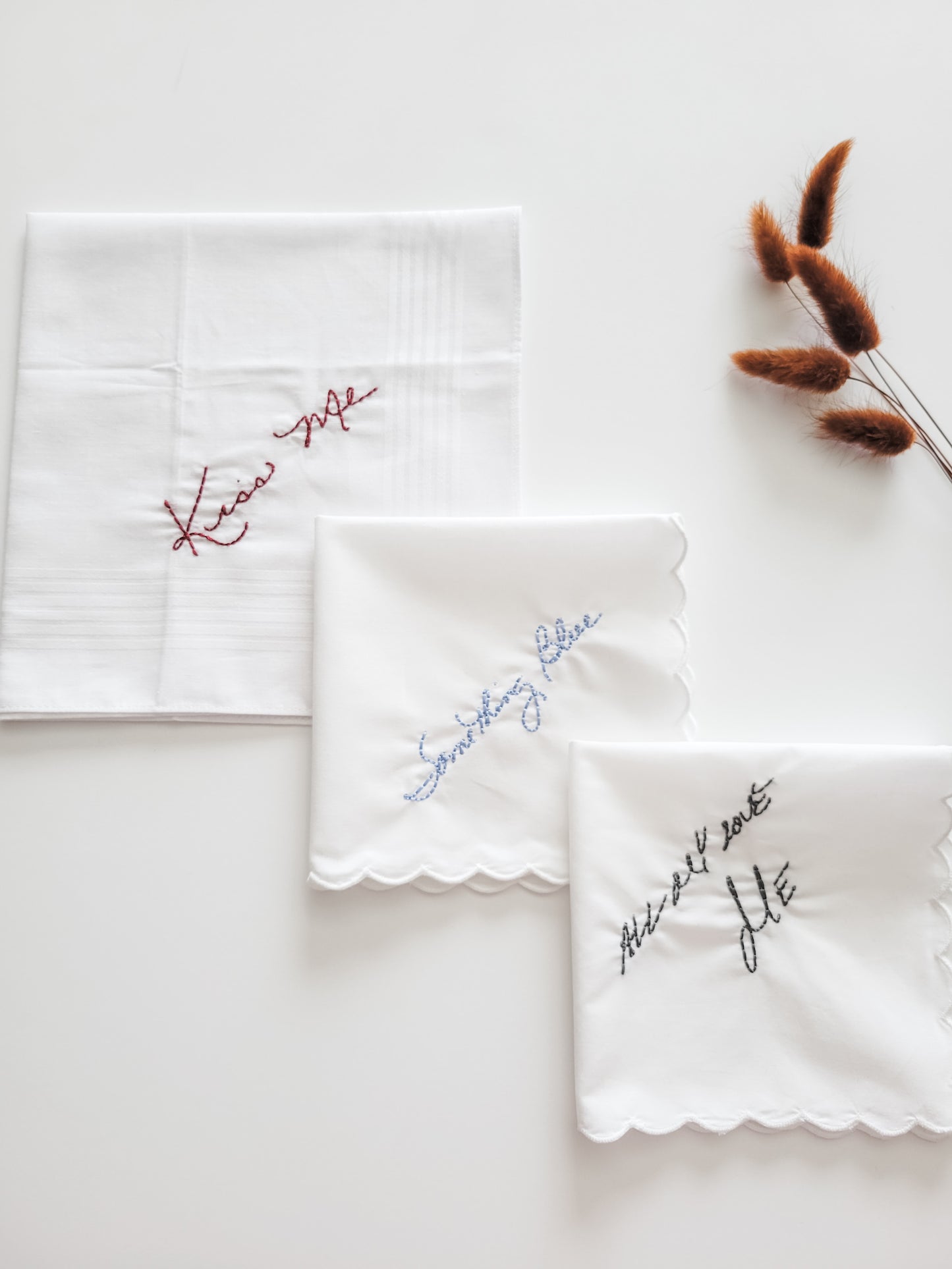 Your handwriting embroidered onto a handkerchief