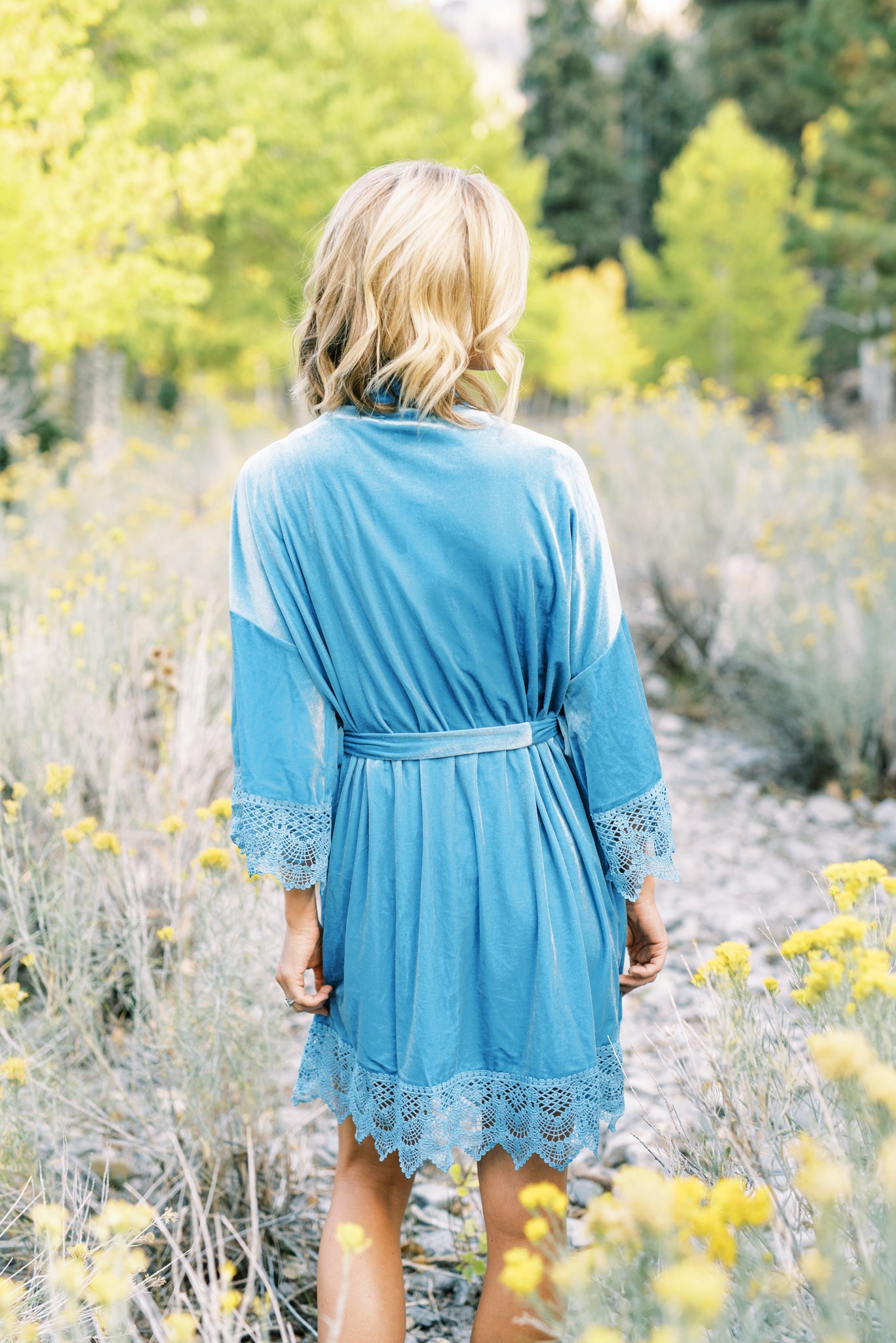 LUXURIOUS ROBE IN LIGHT BLUE VELVET