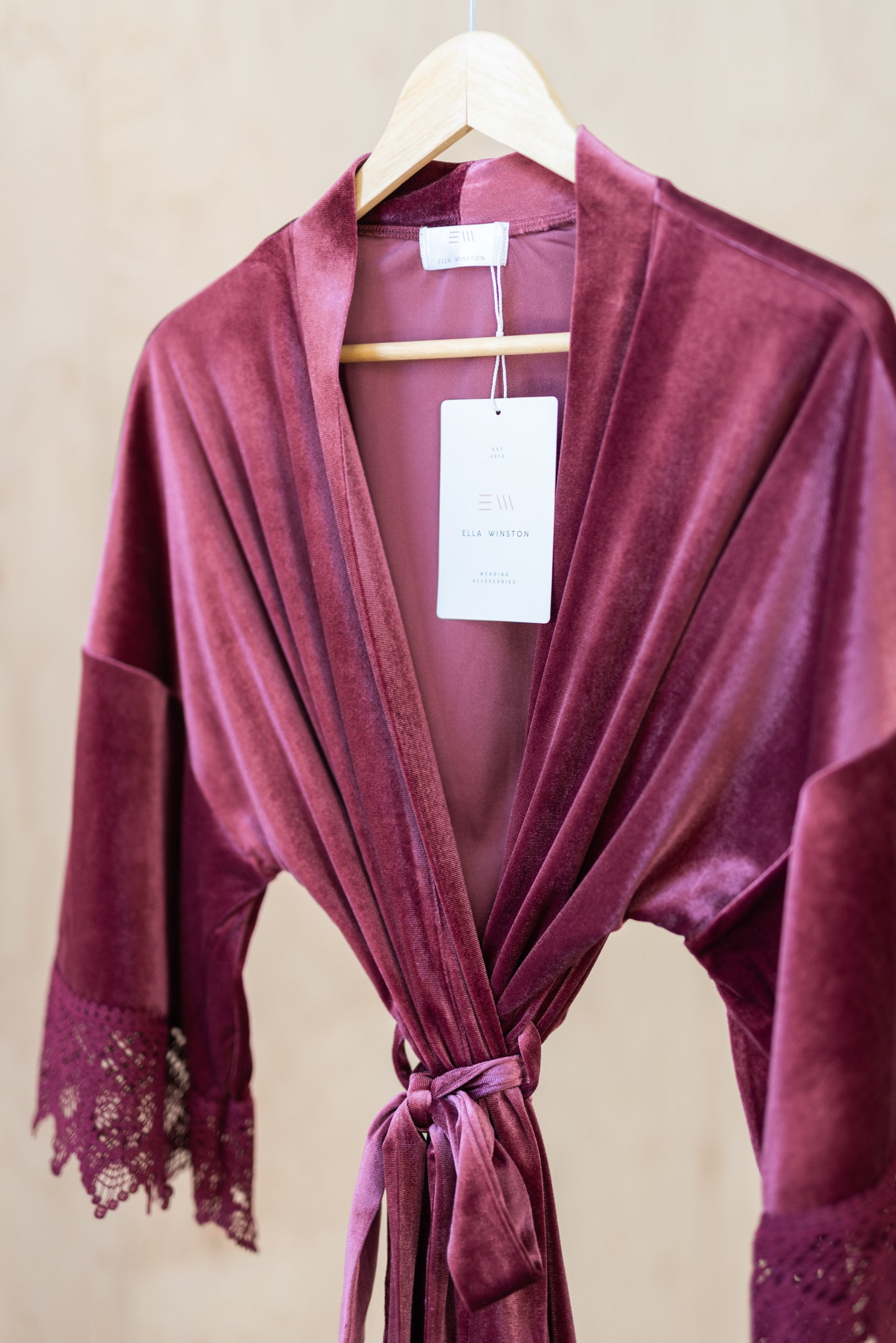 luxurious mauve velvet robe for wedding day