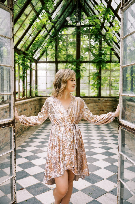 Rose Gold Velvet Bridal Robe