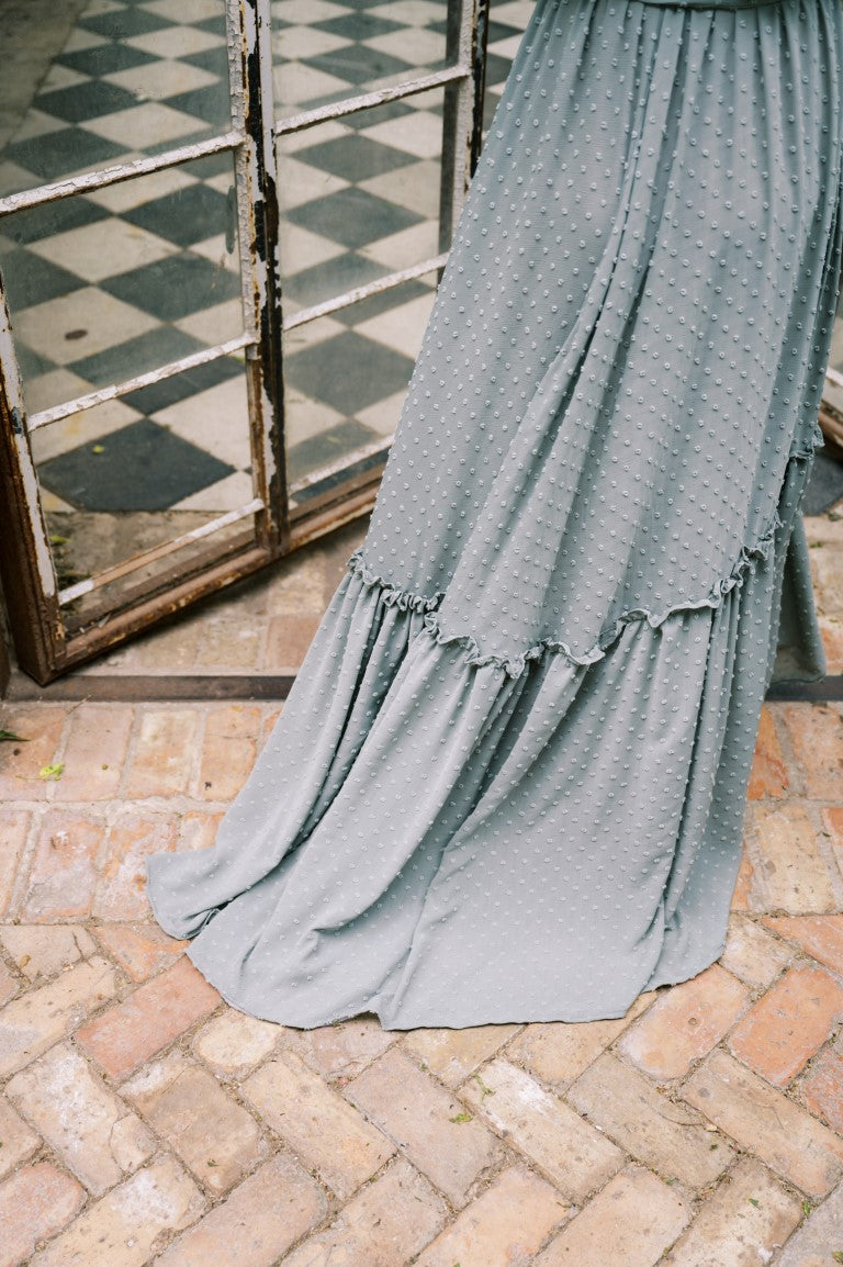 Floor Length Bridal Robe With Ruffle