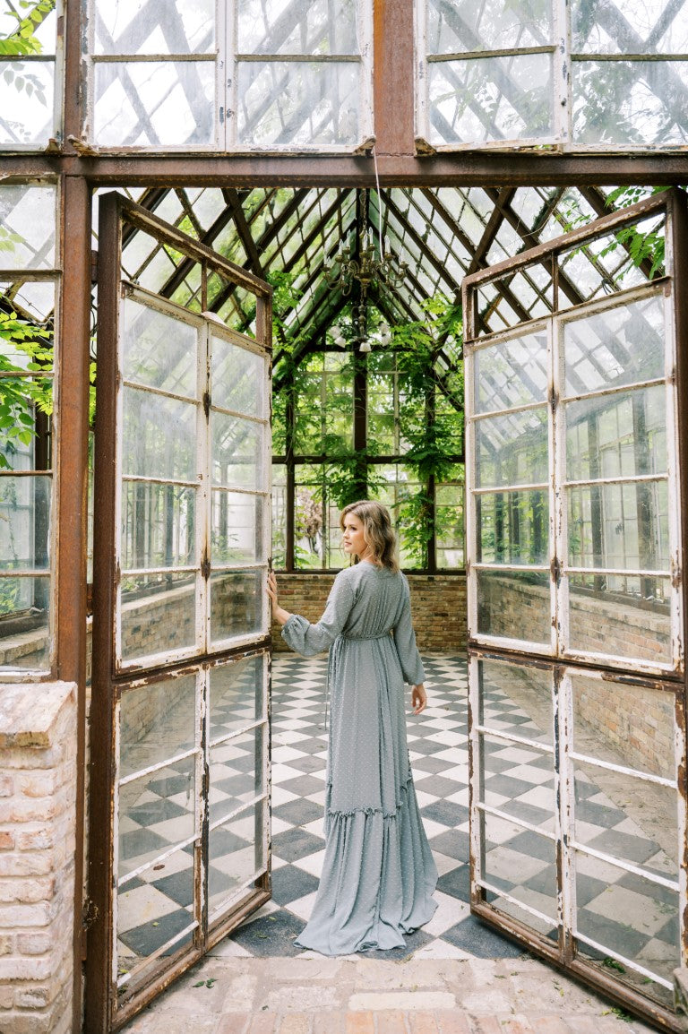 Vintage Sage Chiffon Bridal Robe