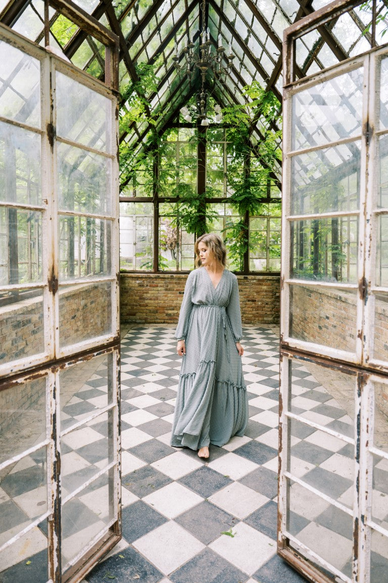 Vintage Sage Chiffon Bridal Robe