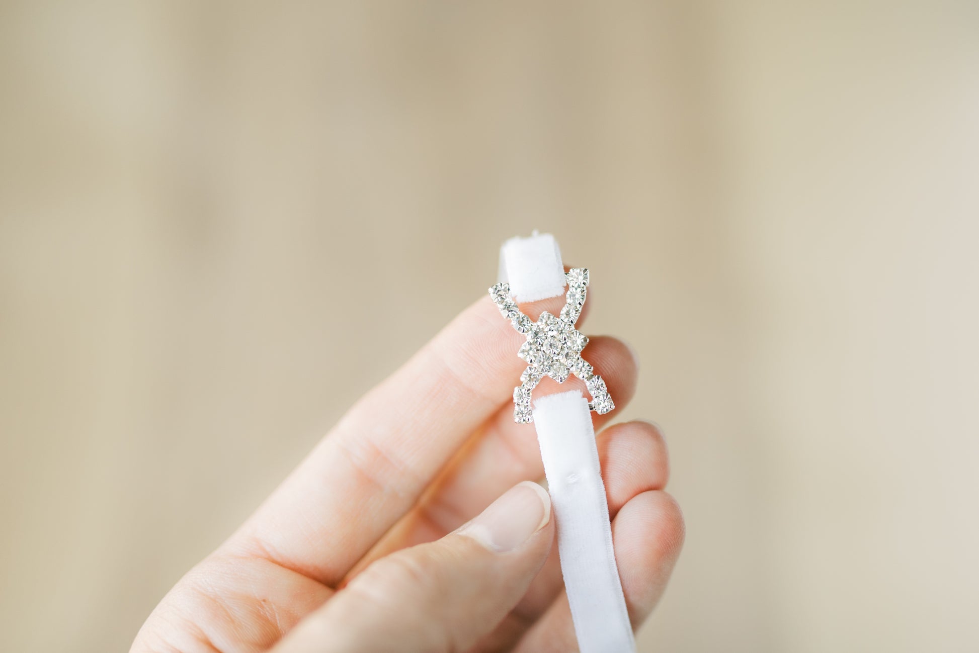 Petite Rhinestone Bridal Garter With White Stretch Lace