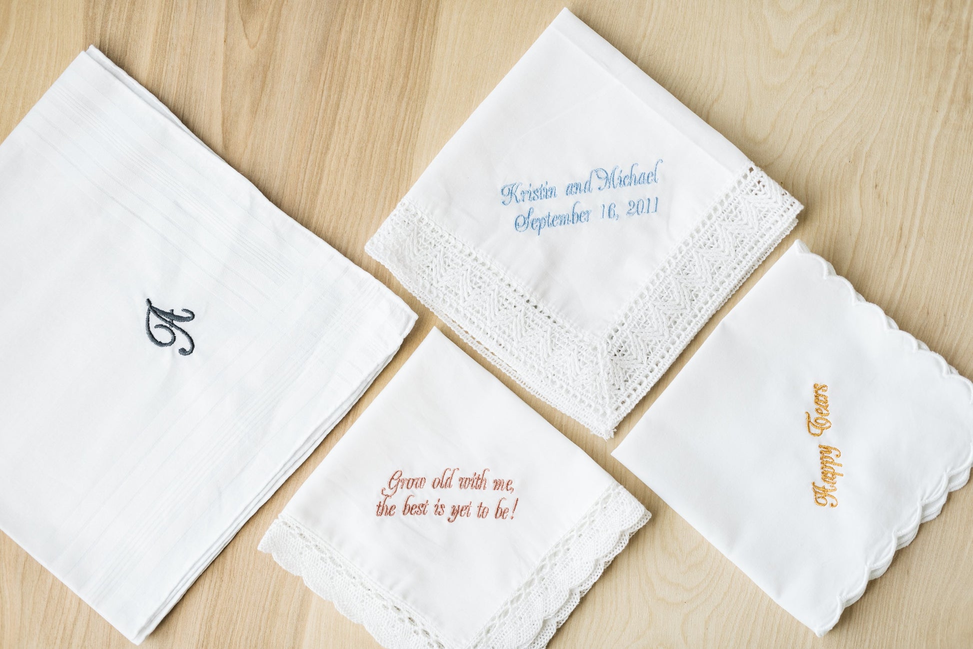Full View Of The Men's Embroidered Handkerchief