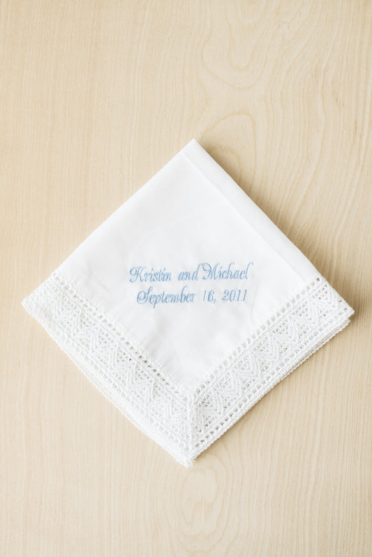 Embroidered Chapel Lace Bridal Handkerchief