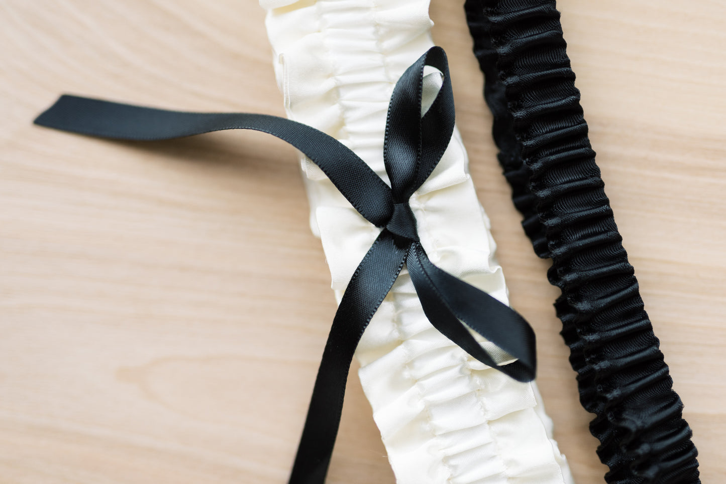 Ivory and Black Classic Bridal Garter