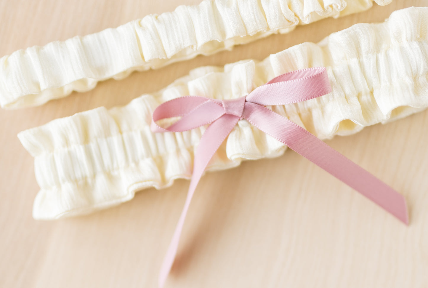 Cream Crinkle Bridal Garter Set