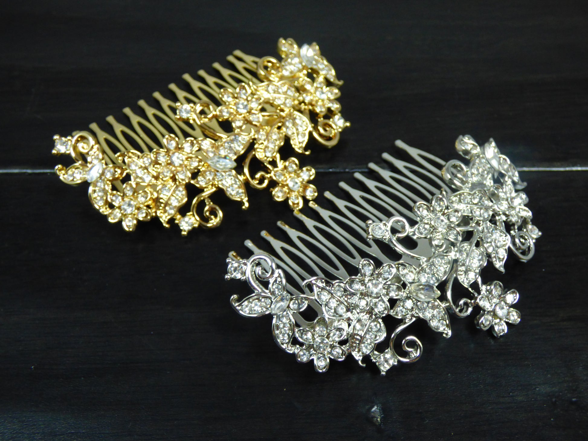 Silver and Gold Leaf Design Bridal Hair Comb