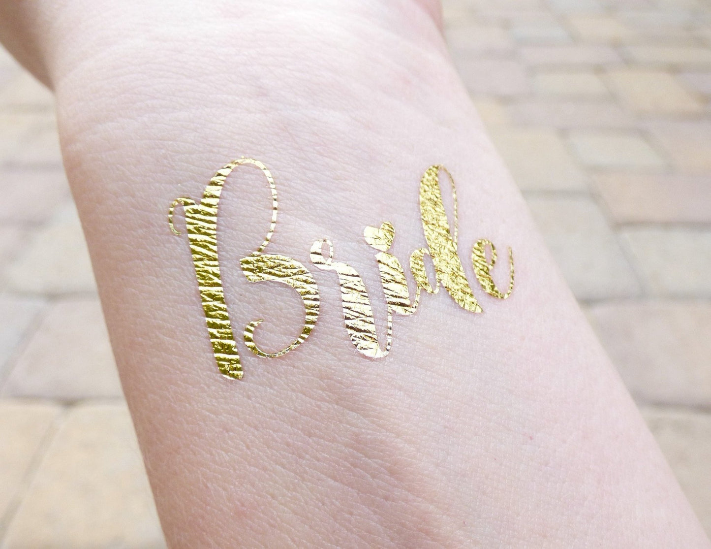 Bride temporary tattoo on wrist for bachelorette party
