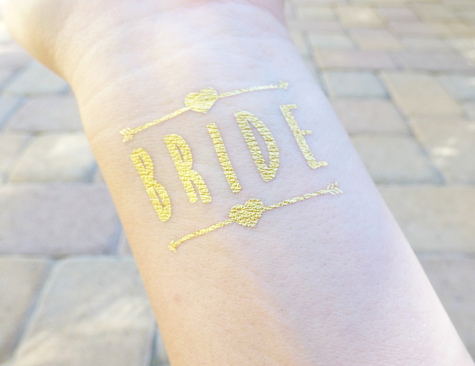 Bride Tribe temporary tattoo with heart and arrows for bachelorette party